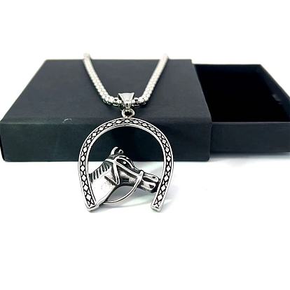 Винтажные ожерелья из нержавеющей стали с подвеской в виде головы лошади в стиле хип-хоп для мужчин и женщин