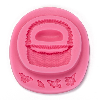 Food Grade DIY Silicone Molds, Fondant Molds, Baking Molds, Chocolate, Candy, Biscuits, UV Resin & Epoxy Resin Jewelry Making, Basket with Flower and Leaf