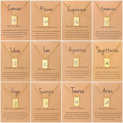 Двенадцать созвездий подвески ожерелья, ожерелья из нержавеющей стали, золотые