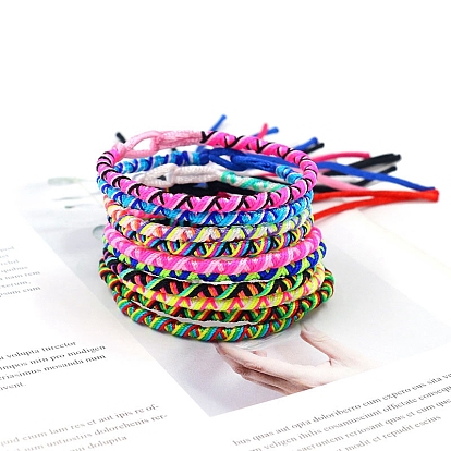 Pulseras ajustables de cordón trenzado de poliéster para mujer.