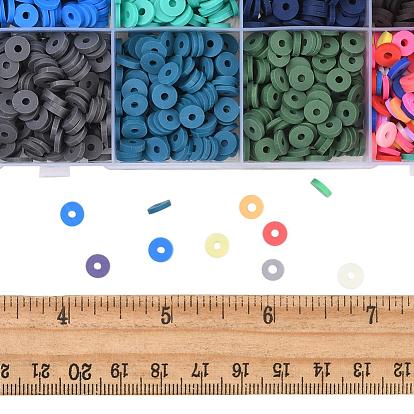 3600Pcs 24 Colors Handmade Polymer Clay Beads, Heishi Beads, for DIY Jewelry Crafts Supplies, Disc/Flat Round