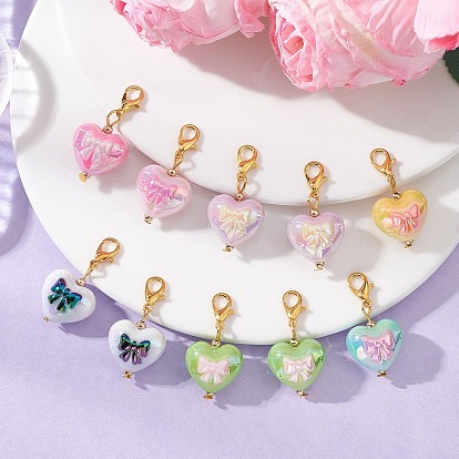 Акриловые подвесные украшения, Сплав с застежками когтя омара, сердце