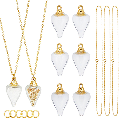 Наборы для изготовления ожерелий своими руками, включая подвески для стеклянных бутылок, латунные открытые соединительные кольца и цепочки