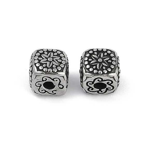 304 из нержавеющей стали бусы, куб с цветочным узором