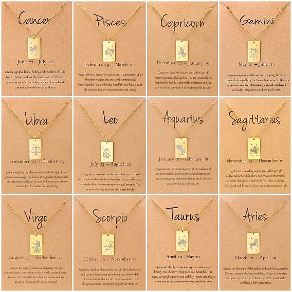 Двенадцать созвездий подвески ожерелья, ожерелья из нержавеющей стали, золотые