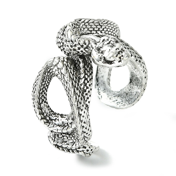 Snake Alloy Open Cuff Rings, Lead Free & Cadmium Free