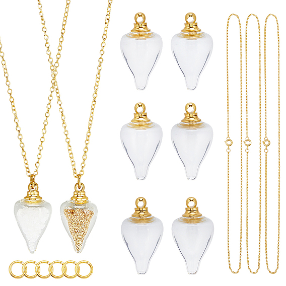 Наборы для изготовления ожерелий своими руками, включая подвески для стеклянных бутылок, латунные открытые соединительные кольца и цепочки