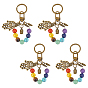 4шт. брелки из сплава, натуральных и синтетических смешанных камней, с железными кольцами и поворотными застежками из сплава