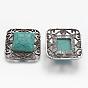 Tibetan Style Alloy Filigree Joiners, with Synthetic Turquoise, Square