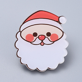 Acrylic Safety Brooches, with Iron Pin, For Christmas, Santa Claus