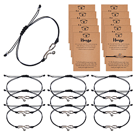 10шт. браслеты из сплава в виде звеньев для стетоскопа, регулируемые вощеные плетеные браслеты для мужчин и женщин, с бумажной карточкой