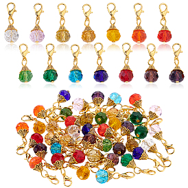 56шт 4 цветные стеклянные подвесные украшения, слеза, Сплав с застежками когтя омара