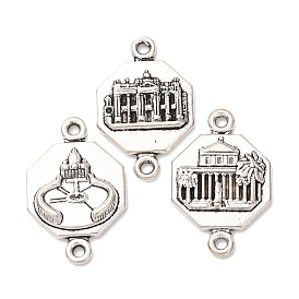 Восьмиугольник из сплава в тибетском стиле с подвесками-соединителями в виде церкви, без свинца и без кадмия