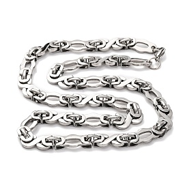 201 Stainless Steel Byzantine Chain Necklace, with 304 Stainless Steel Clasps