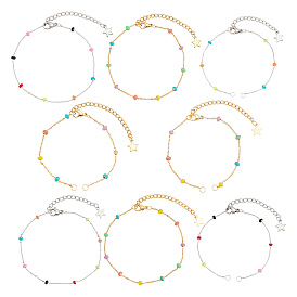 Unicraftale Stainless Steel Satellite Chain Bracelets & Bracelet Making Sets, with Enamel, Colorful