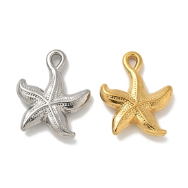 Ion Plating(IP) 304 Stainless Steel Pendants, Starfish Charm