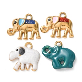 304 нержавеющей стальной эмали подвески, Слон прелести, ионное покрытие (ip), реальный 18 k позолоченный