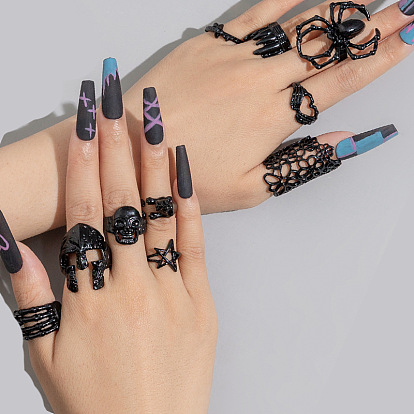 10шт. наборы регулируемых колец-манжет из сплава для Хэллоуина, штабелируемые кольца