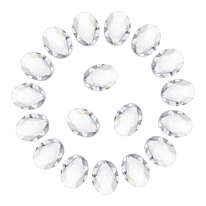 Cabujones de acrílico rhinestone espalda plana, facetados, plata inferior plateado, oval