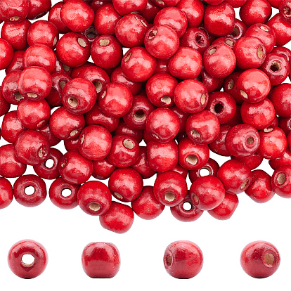 400шт. окрашенные бусины из натурального дерева, круглые, без свинца