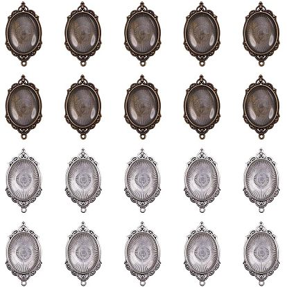 Сделай сам выводы кулона, с подвесными кабошонами из тибетского стиля и прозрачным овальным стеклянным кабошоном