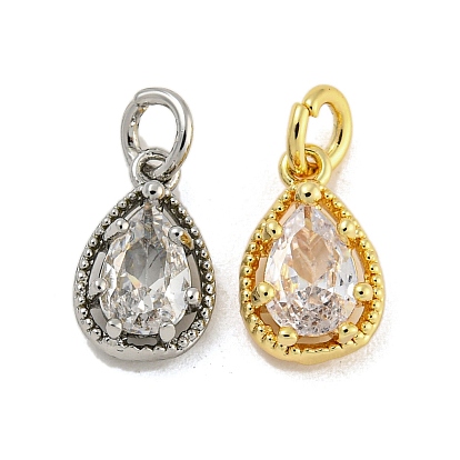 Латунные микропаве прозрачные подвески с фианитом, без кадмия, без никеля и без свинца, слеза