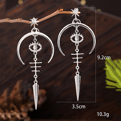 Луна с глазом в готическом стиле сплав серьги-гвоздики с подвесками