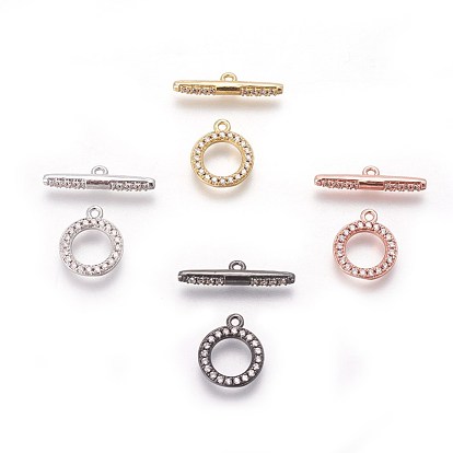 Brass Micro Pave Cubic Zirconia Toggle Clasps