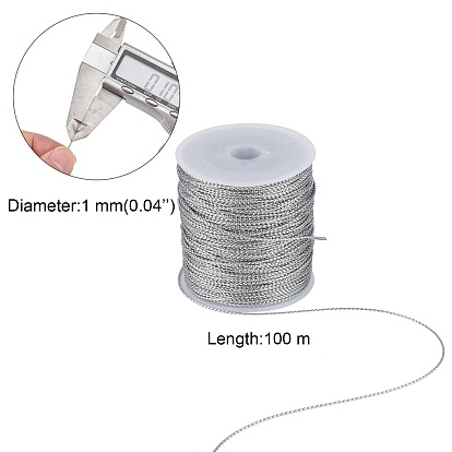 1мм ювелирная плетеная нить металлические нити, полиэфирные нити, около 109.36 ярдов (100 м) / рулон
