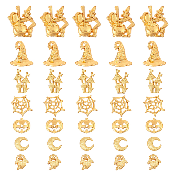 Halloween Theme, Alloy Cabochons, for UV Resin Filler, Epoxy Resin Jewelry Making, Mixed Shapes
