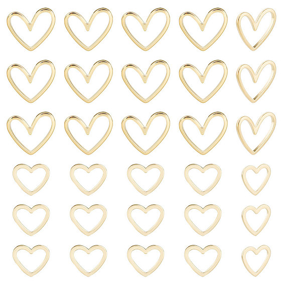 40шт 2 латунные соединительные кольца, сердце