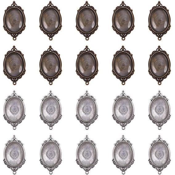 Сделай сам выводы кулона, с подвесными кабошонами из тибетского стиля и прозрачным овальным стеклянным кабошоном