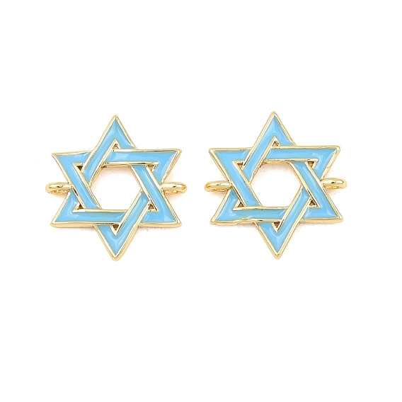 Латунная эмалированная звезда Давида, соединительные подвески в виде звеньев, голубой, долговечный, стойки покрытие, без свинца и без кадмия