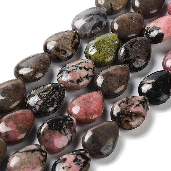 Natural Rhodonite Beads Strands, Teardrop