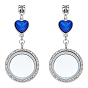 Alloy Locket Photo Pendants, Flat Round with Heart Charms