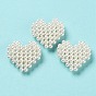 Plastic Imitation Pearl Woven Beads, Heart