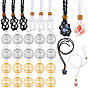 6Pcs 2 Colors Adjustable Braided Waxed Cord Macrame Pouch Necklace Making, Interchangeable Stone, with Wood Beads, with 40Pcs 2 Colors Iron Wire Pendants, Platinum & Golden