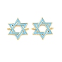 Латунная эмалированная звезда Давида, соединительные подвески в виде звеньев, голубой, долговечный, стойки покрытие, без свинца и без кадмия