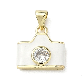 Подвески для камеры из латуни с микропаве из кубических цирконий и эмалью, реальный 18 k позолоченный