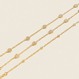 304 Bracelets à maillons géométriques en acier inoxydable et strass cristal, or