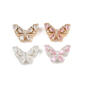 Латунные многорядные звенья-бабочки с кубическим цирконием, настоящее 18k позолоченное/925 посеребренное