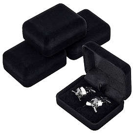 Boîtes de rangement en velours pour boutons de manchette, rectangle