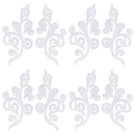 5Pairs Embroidery Thread Clothing Patches, Flower Pattern, with Sequins