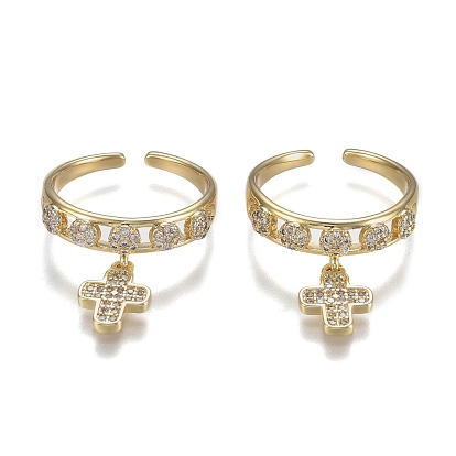 Регулируемые латунные кольца микро манжеты из прозрачного циркония, открытые кольца, долговечный, крестик