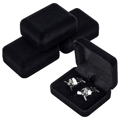 Boîtes de rangement en velours pour boutons de manchette, rectangle
