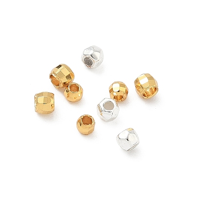 Латунные бусины, круглые, граненые, долговечный, без свинца и без кадмия, стойки покрытие