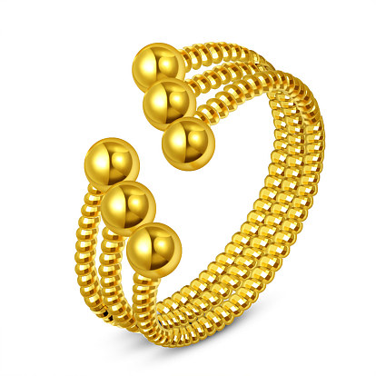 Brass Cuff Rings, Open Rings, Real 24K Gold Plated