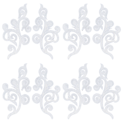 5Pairs Embroidery Thread Clothing Patches, Flower Pattern, with Sequins