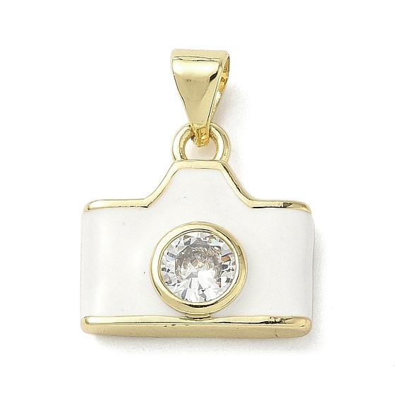 Подвески для камеры из латуни с микропаве из кубических цирконий и эмалью, реальный 18 k позолоченный