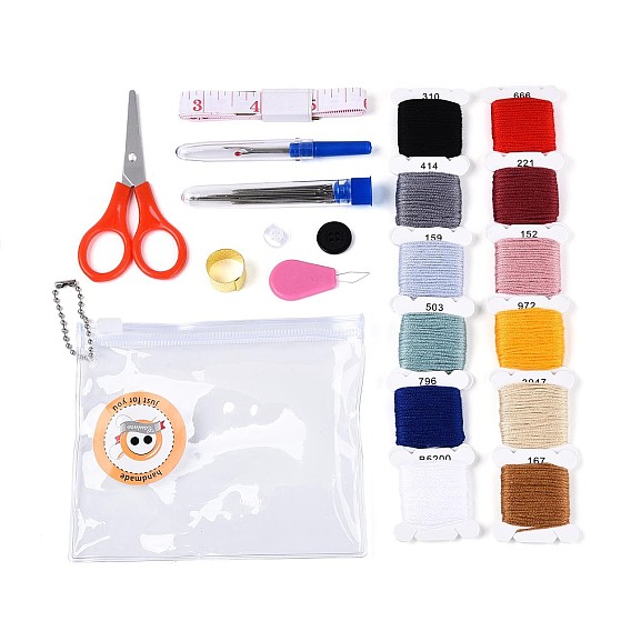 Наборы инструментов для шитья своими руками, включая поток, ножницы, правитель, Ручные вспарыватели стальных швов, простой автоматический нитевдеватель, иглы, , пластиковый пакет